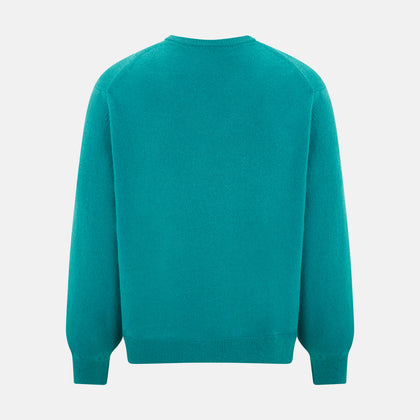Turquoise Cashmere V-neck Jumper Image 2