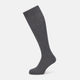 The Ash Long Sock by Turnbull & Asser is a single, knee-high sock in dark gray Egyptian cotton with a ribbed texture, displayed upright against a plain white background.
