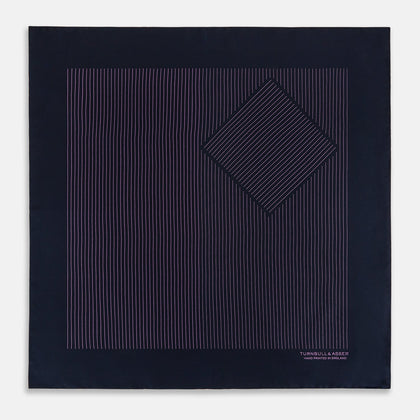 Navy and Purple Stripe Silk Pocket Square Image 3