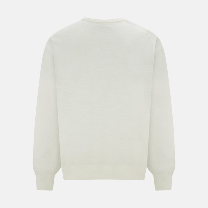 White Fine Merino V-Neck Jumper Image 2