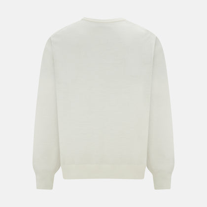 White Fine Merino V-Neck Jumper Image 7