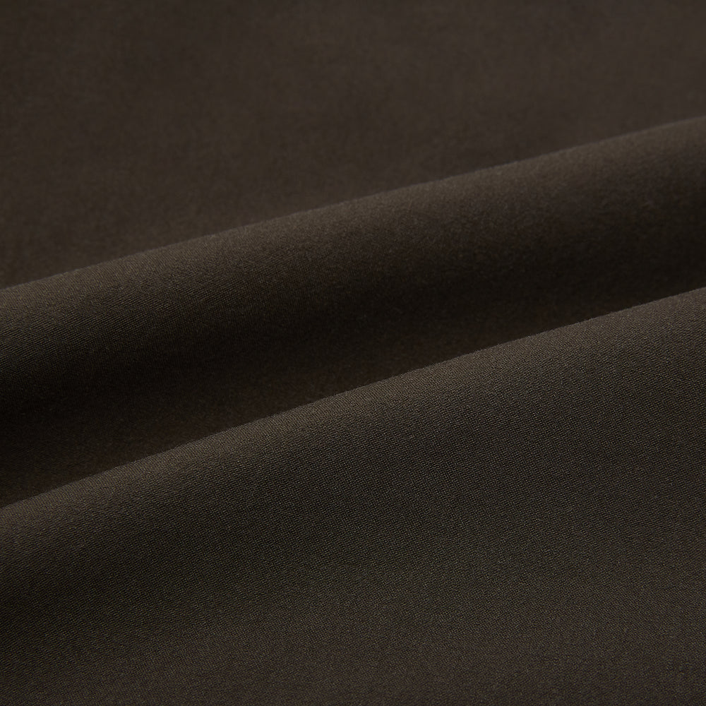 A pair of straight-leg Moss Green Winston Trousers by Turnbull & Asser in high-twist cotton with belt loops, button closure, and side pockets, displayed on a plain white background.