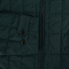 View 4 of product The Turnbull & Asser Battersea Forest Green Quilted Jacket for men features a front zipper, collared neckline, angled chest pocket, two zippered side pockets, and adjustable snap cuffs—shown on a plain white background.