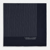 View 3 of product A Navy and Grey Stripe Silk Pocket Square by Turnbull & Asser, featuring hand-rolled edges and brand text in the corner. One corner is folded to show the reverse side.