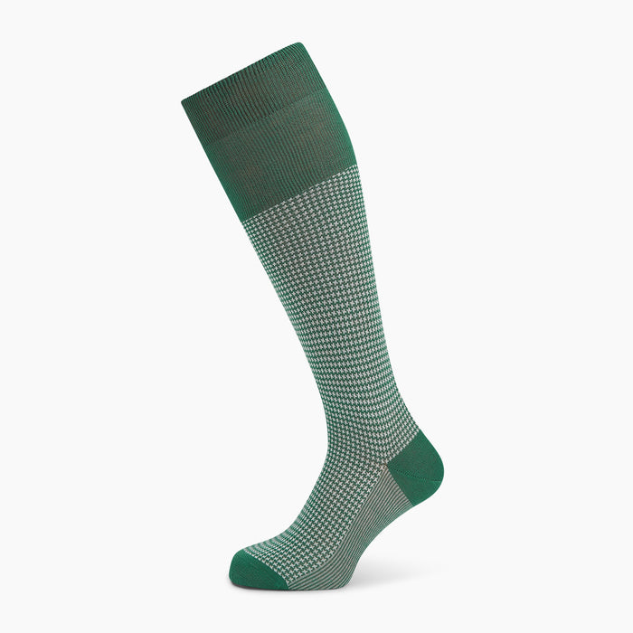 Ivory/green Houndstooth Long Socks Image 4