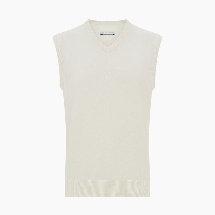 Ivory Cashmere V-neck Vest Image 3
