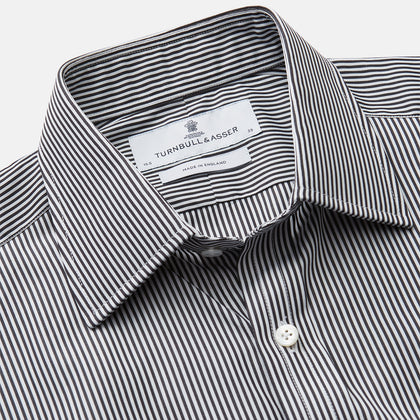 Black Candy Stripe Cotton Regular Fit Mayfair Shirt Image 1