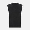 View 3 of product The Turnbull & Asser Charcoal Grey Melange V-Neck Sleeveless Cashmere Vest is shown against a plain white background.