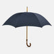 The Turnbull & Asser Navy Traveller Umbrella features a Malacca crook handle and is shown open against a plain white background.