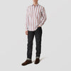 View 2 of product The Turnbull & Asser Red, Blue & White Stripe Weekend Fit Shirt features a Derby collar, 1-button cuffs, and crisp stripes—ideal for stylish winter layering.