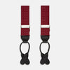 View 1 of product The Turnbull & Asser Burgundy Assorted Braces feature small white dots, silver adjusters, and black leather loops—a timeless accessory for the traditional gentleman.