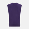 View 3 of product The Turnbull & Asser Purple Cashmere V-Neck Vest for men is shown against a white background. Featuring a ribbed hem and clean lines, this sleeveless jumper is ideal for layering in cooler weather.