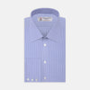 View 1 of product A neatly folded Turnbull & Asser Blue Fine Check Sea Island Quality Cotton Shirt features a T&A collar, 3-button cuffs, subtle micro-check pattern, and white buttons down the front.