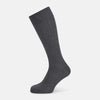 View 1 of product The Turnbull & Asser Steel Melange Mid-Length Sock, in dark gray ribbed mercerised Egyptian cotton, is shown upright on a white background to highlight its elegant shape and texture.