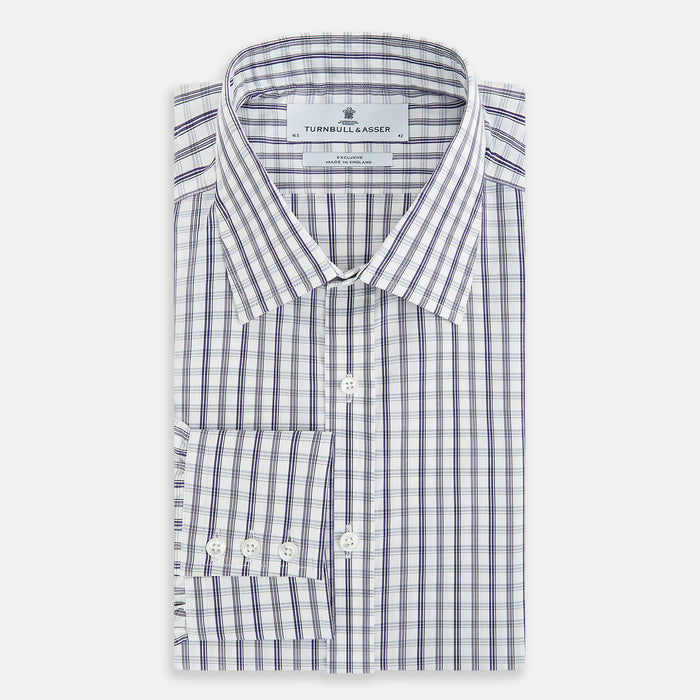 Purple Multi Check Mayfair Shirt Image 4