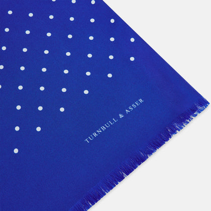 Royal Blue and White Spotted Silk Scarf Image 1