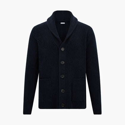 Midnight Blue Cashmere Shawl Collar Cardigan Image 4