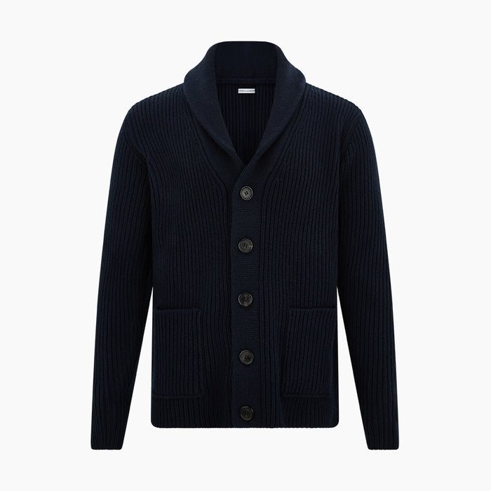 Midnight Blue Cashmere Shawl Collar Cardigan Image 4