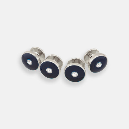 Navy Gemstone Circle Dress Studs
