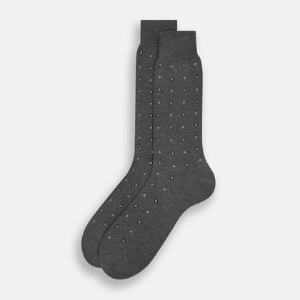 Grey Patterned Mid-Length Socks Image 1