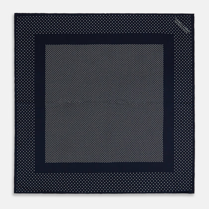 Navy and White Dot Silk Pocket Square Image 3