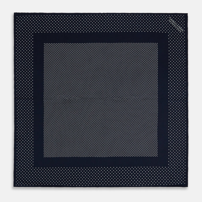 Navy and White Dot Silk Pocket Square Image 3