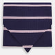 The Turnbull & Asser Pink Stripe and Navy Silk Cravat features evenly spaced light pink stripes on navy silk—a refined British style wedding accessory, elegantly displayed against a white background.
