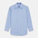 The Turnbull & Asser Blue Prince of Wales Check Mayfair Shirt for men features subtle checks, long sleeves, button-down front, and buttoned cuffs, shown laid flat on a white background.