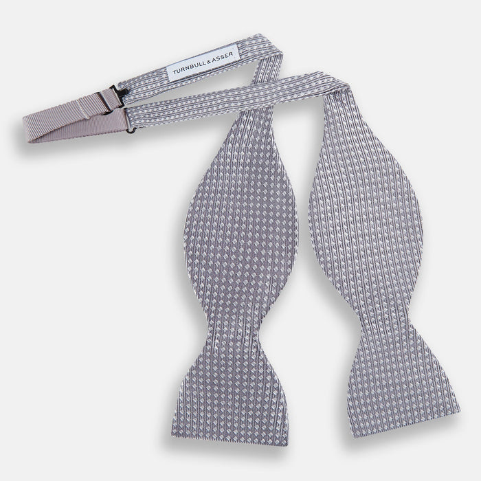 Silver and White Square Silk Bow Tie Image 1