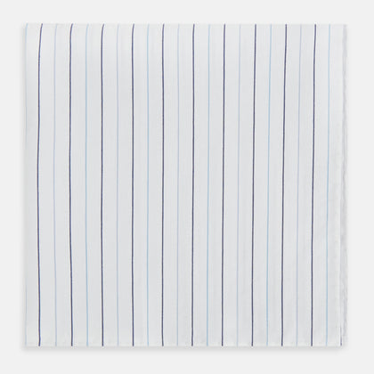 Navy and Blue Wide Pinstripe Hand-Rolled Handkerchief