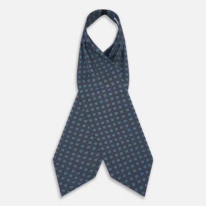Navy Medallion Silk Cravat Image 1