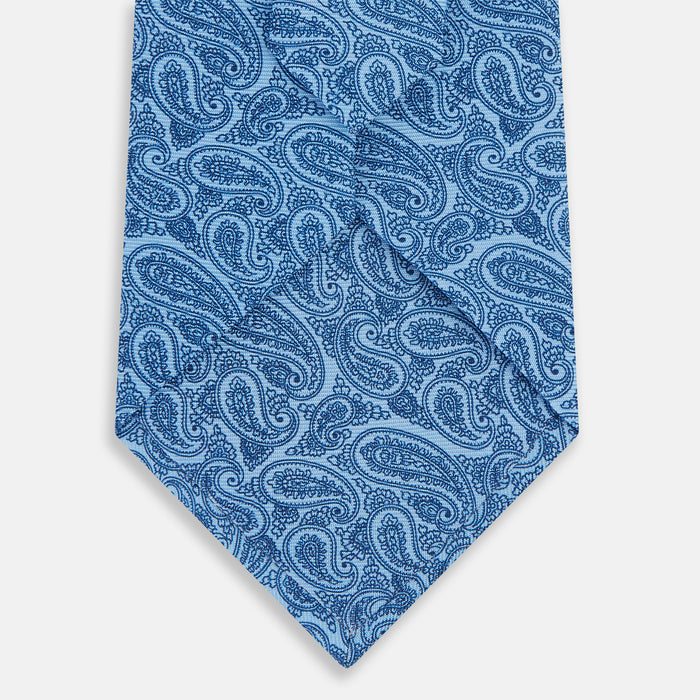 Blue Paisley Printed Silk Tie Image 2