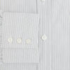 View 4 of product The Turnbull & Asser Midnight Blue and Grey Fine Stripe Mayfair Shirt features long sleeves, pure cotton fabric, a pointed collar, button-down front, and buttoned cuffs—ideal for formal wear.