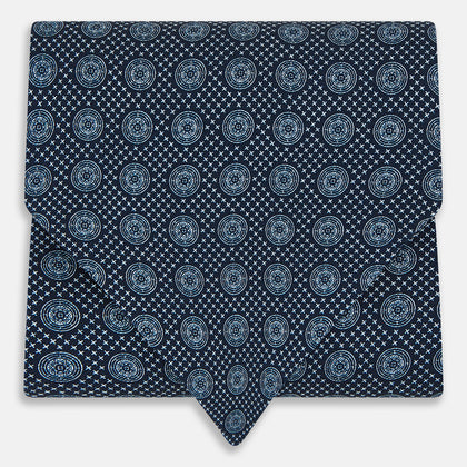 Navy Medallion Silk Cravat