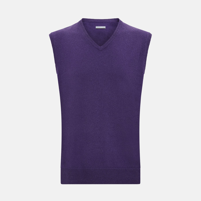 Purple Cashmere V-Neck Vest