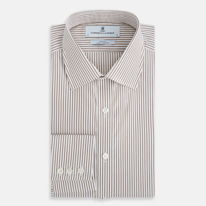 Coffee Shadow Stripe Mayfair Shirt Image 4