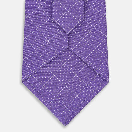 Purple Dotted Check Pattern Printed Silk Tie Image 2