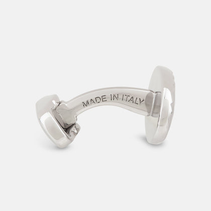 Silver Striped Oval Cufflinks Image 1