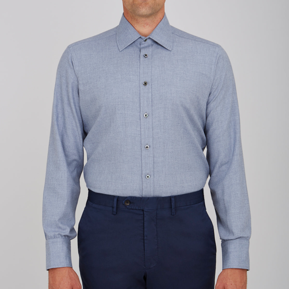 View 2 of product Grey Cashmere Blend Classic Shirt with T & A Collar