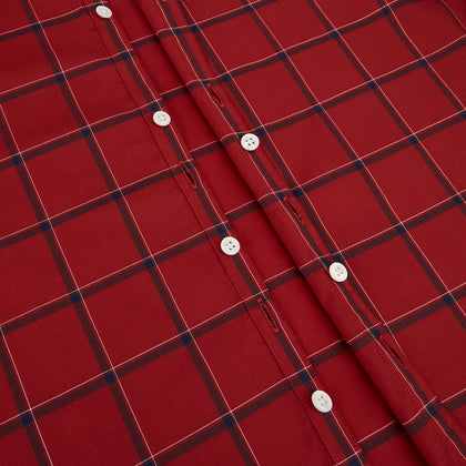 Dark Red Grid Check Windsor Shirt Image 6