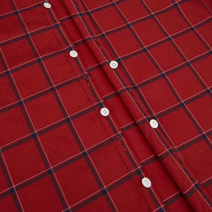 Dark Red Grid Check Windsor Shirt Image 6