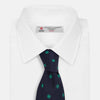 View 2 of product The Green flower and navy silk tie by Turnbull & Asser is perfect for adding a touch of color to any classic wardrobe.