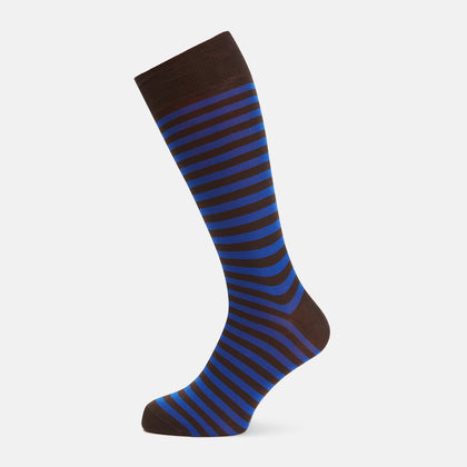Blue Striped Cotton Blend Socks
