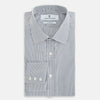 View 5 of product The Grey Double Graph Mayfair Shirt by Turnbull & Asser is a long-sleeve, button-down cotton shirt with a black and white double graph check, chest pocket, and classic collar.