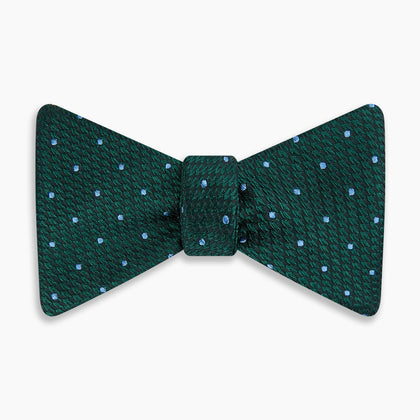Forest Green and Sky Blue Spot Houndstooth Silk Bow Tie Image 3