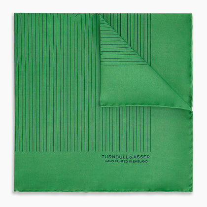 Hunter Green Stripe Silk Pocket Square Image 4