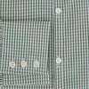 View 4 of product The MELON GREEN MICRO SHADOW CHECK WESTMINSTER SHIRT by Turnbull & Asser is a long-sleeved, button-up shirt with a green and white checkered pattern, pointed collar, and buttoned cuffs, shown on a white background.