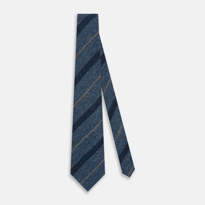 Blue Multi Stripe Silk Tie Image 1