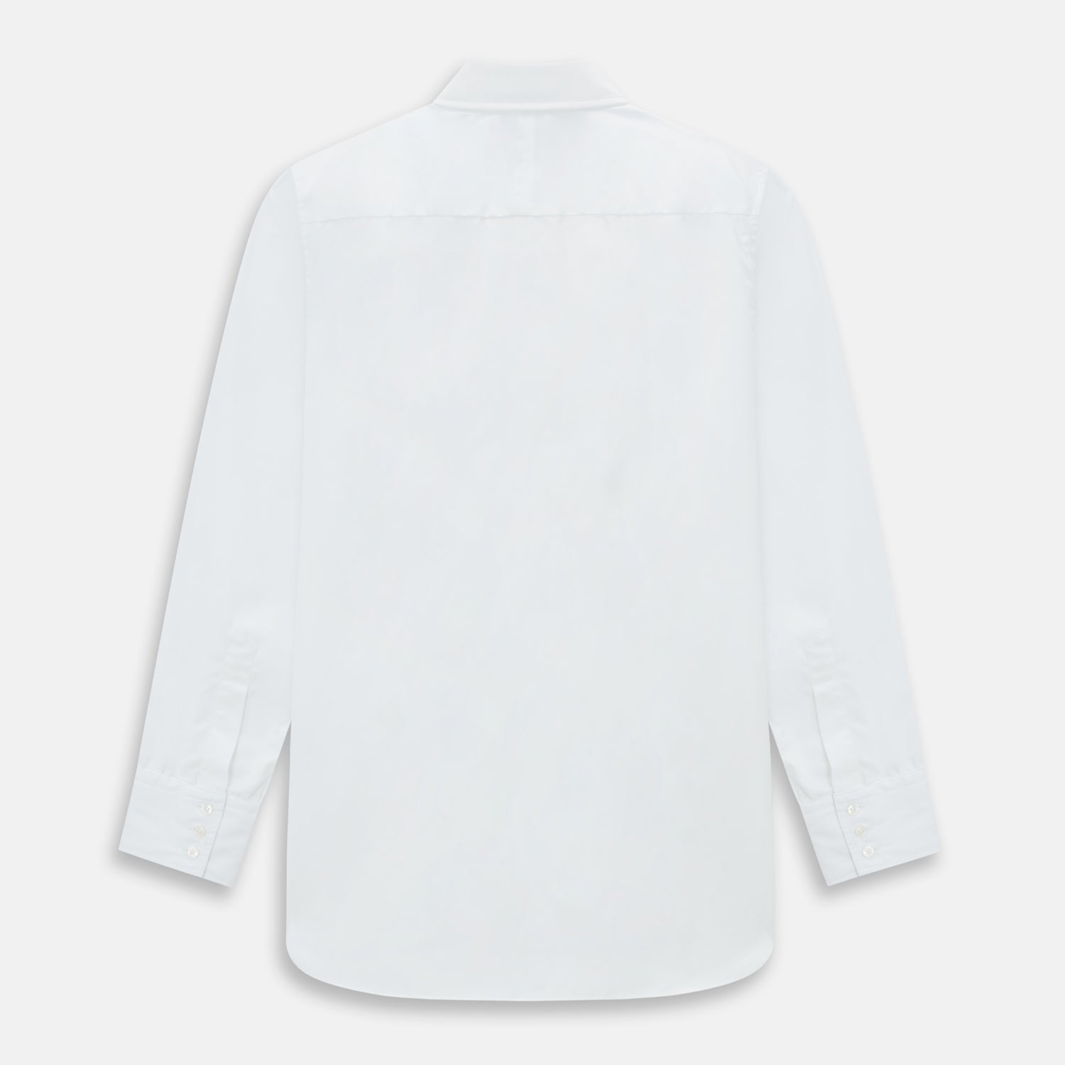 View 3 of product The PLAIN WHITE WESTMINSTER SHIRT WITH TURNBULL COLLAR AND 3-BUTTON CUFFS by Turnbull & Asser features refined British craftsmanship, long sleeves, a straight hem, and a crisp white design displayed on a plain background.