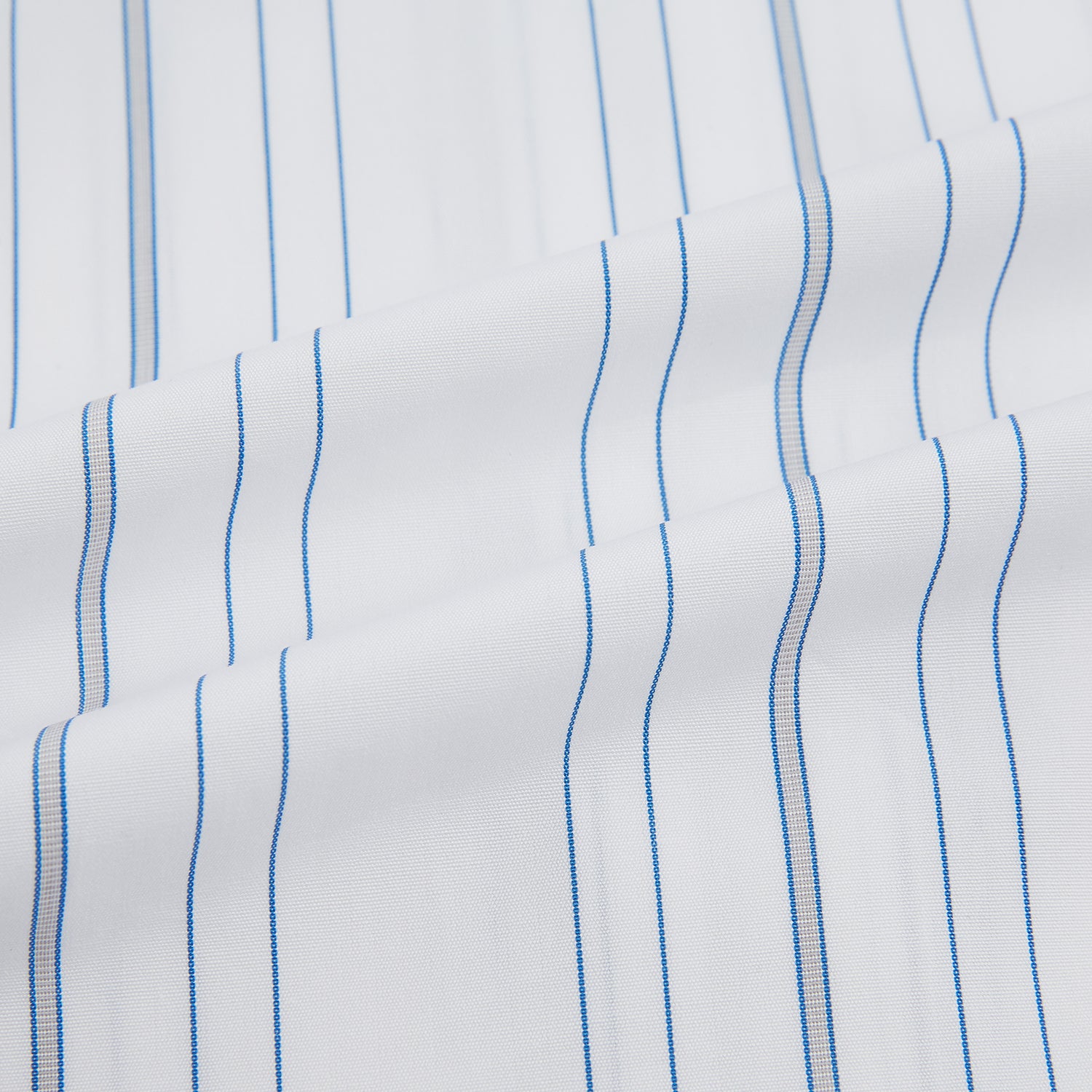 View 6 of product The Turnbull & Asser Pale Blue Multi Stripe Mayfair Shirt, featuring long sleeves, a classic collar, and buttoned cuffs, exemplifies British craftsmanship and is shown flat on a white background for a crisp look.